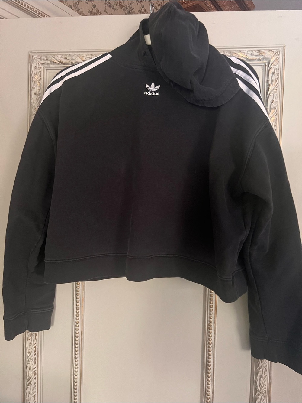 adidas Black Hoodie with White Trefoil